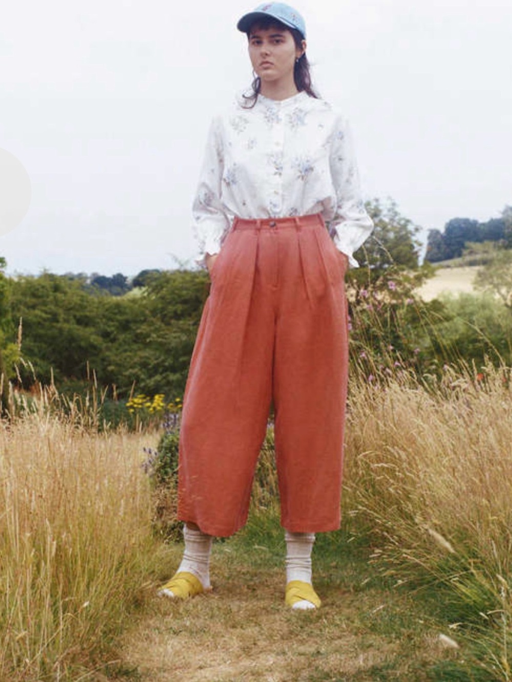 High-Rise Burnt Orange Cropped  Wide Leg Pants